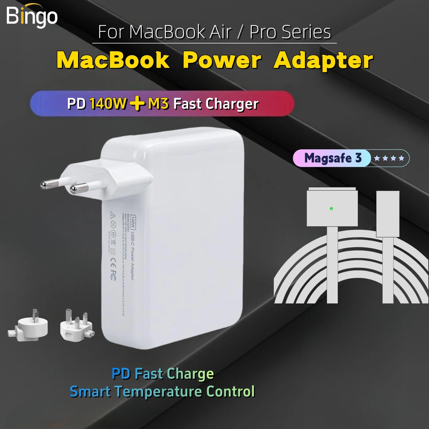 adaptador de alimentacao portatil tipo c para magsafe cabo carregador para mac book pro 16151413 polegada m1 m2 mac book air 140w 20232023 01