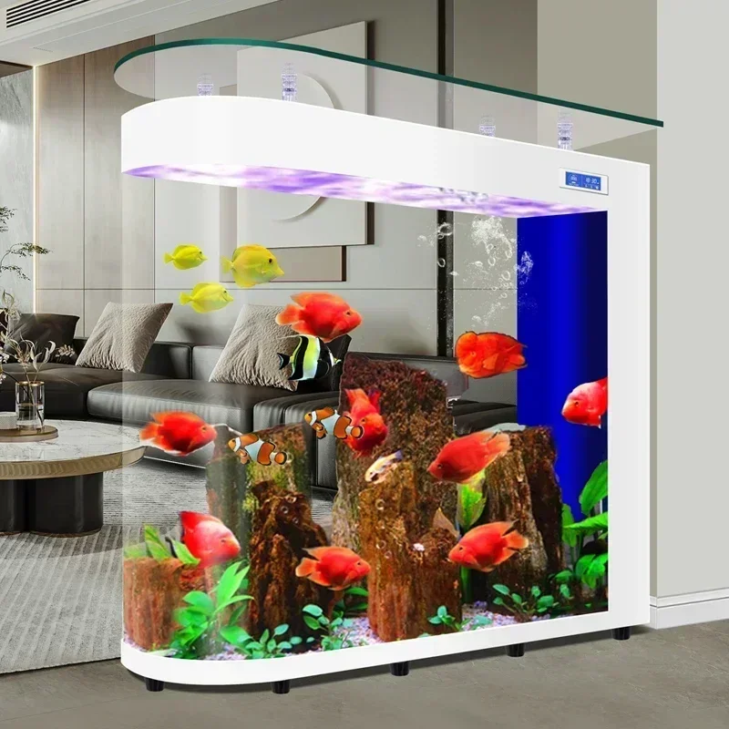 New Fish tank living room new partition ecological water free medium and large floor household goldfish tank ss 7486