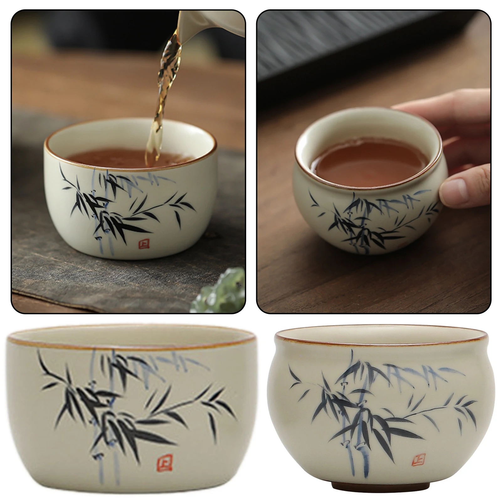 Hand-Drawn Tasting Cup Handleless Japanese Tea Cup For Tea Lovers