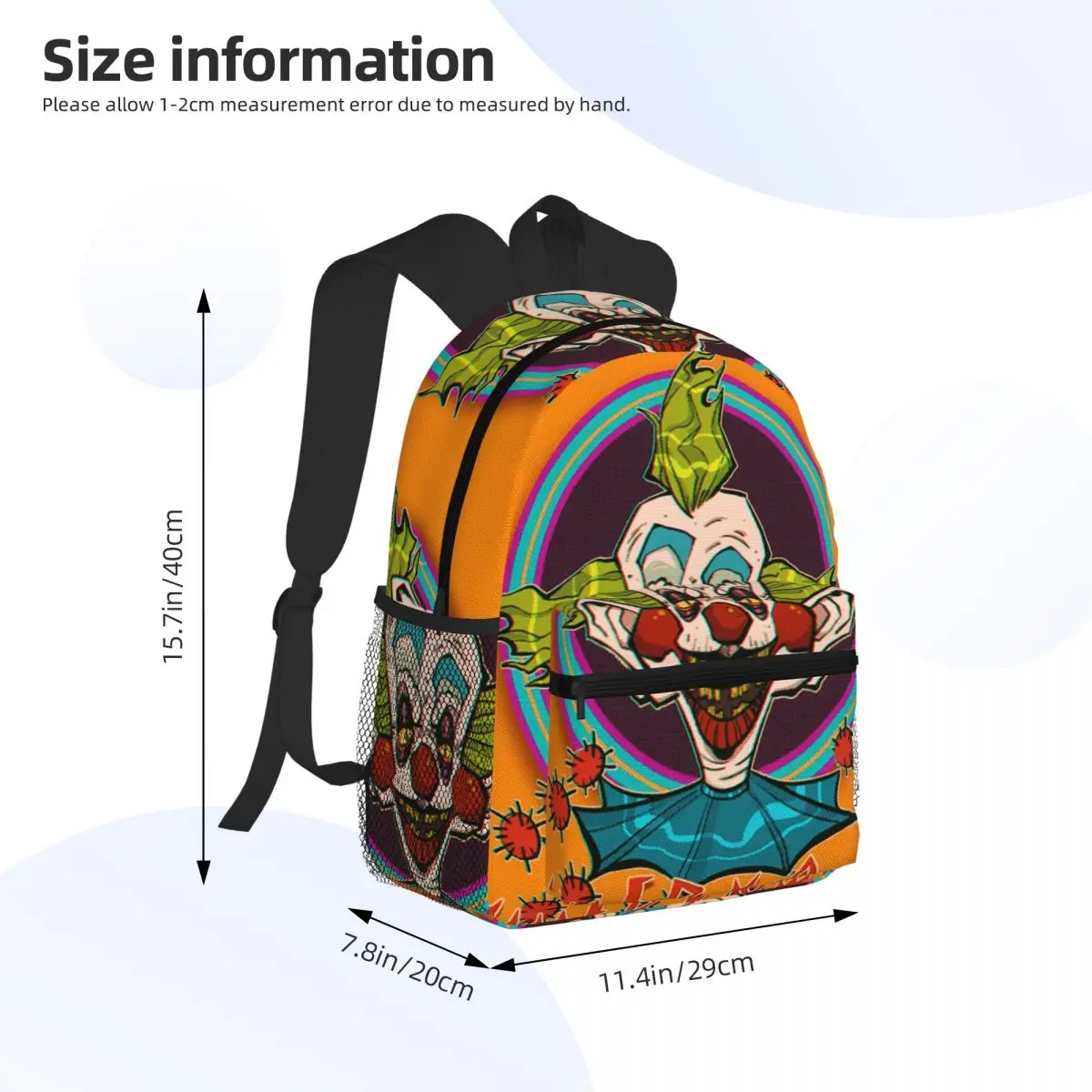 Killer Klowns From Outer Space Zaino per studenti Borsa da scuola Zaino da viaggio per escursionismo per borse a tracolla per libri alla moda per ragazzi e ragazze