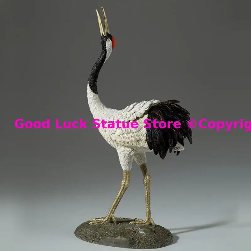 Amazing Lucky Divine Bird red-crowned crane ART BEST Business gift decoration COPPER Sculpture HOME Room OFFICE BAR CLUB decor