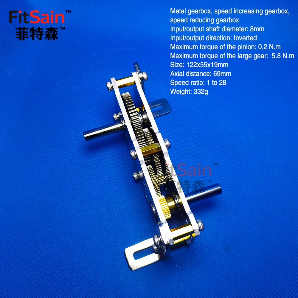 FitSain-1:28 Metal Gearbox with Bracket High Torque Reduction Gearbox Speed Increasing Accelerator Reducer for Robot Parts