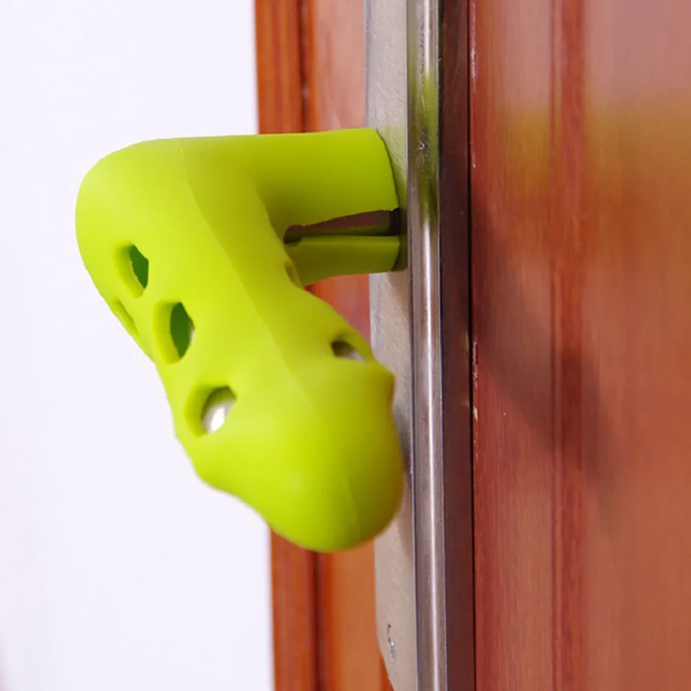Silicone Door Handle Glove L Shape Knob Cover Safety Protector Non-Slip Waterproof Quick Friendly Odorless Green