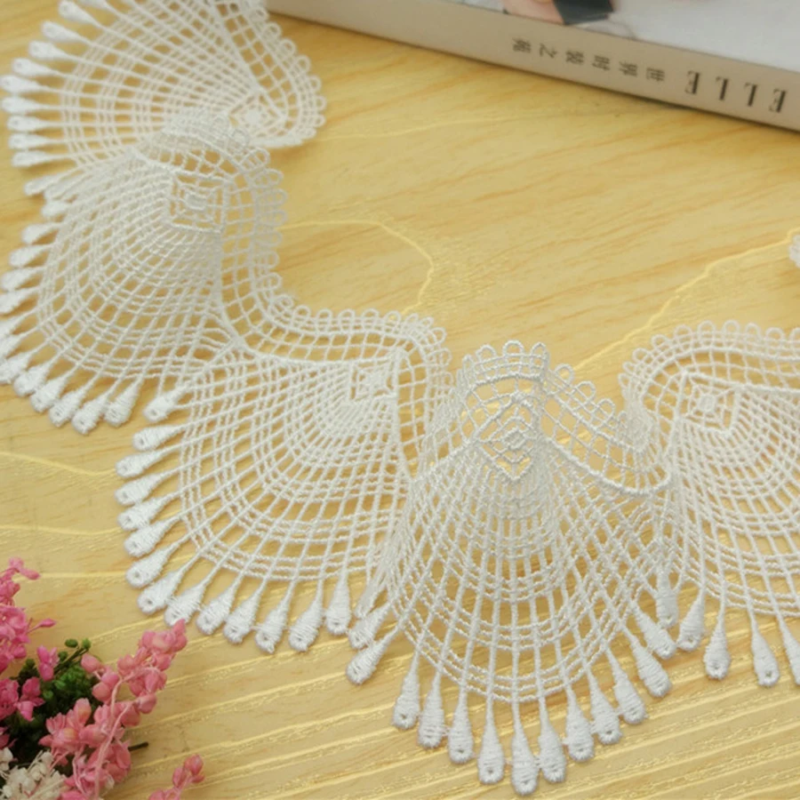 1 Yard Black White Seashell Waves Embroidered Lace Trim Ribbon Fabric Sewing Craft Patchwork Handmade Decoration 6.5CM Wide