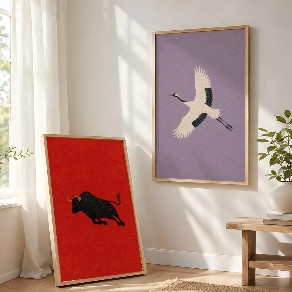 Vintage Galloping Wildlife Painting Calligraphy Canvas Poster Art for Bedroom Living Room Home Decor Wall Decoration Decals Gift