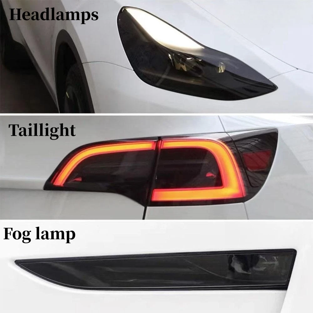 For Tesla Model 3 Y TPU Blackened Headlight Taillight Foglight Protective Film Headlight Tail Lamp Color Changing Films