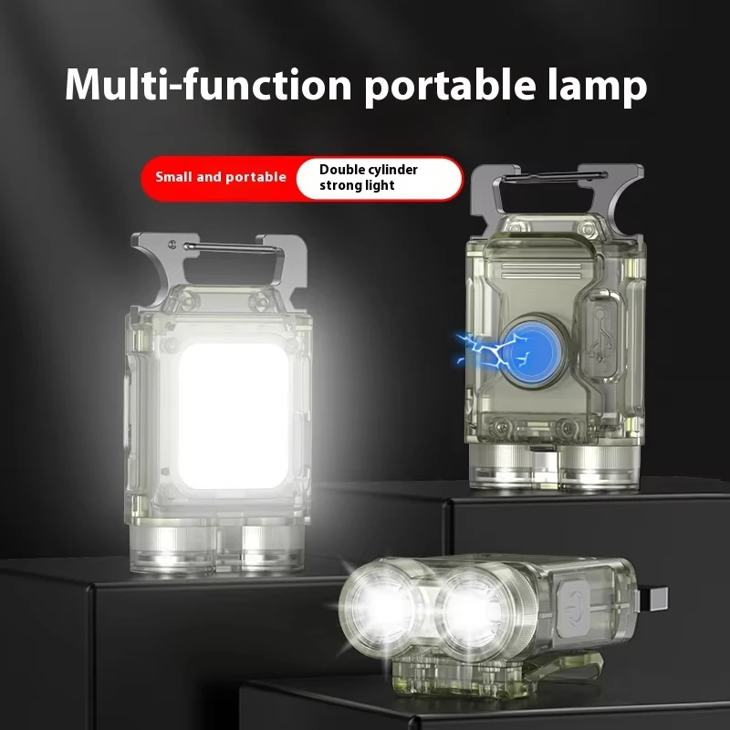 Mini Latarka EDC na Brelok Fluorescencyjna Latarka 6 Trybów Magnetyczna Lampka na Kapelusz Kempingowa Turystyczna Podwójne Źródło Światła Przenośna Latarka Kieszonkowa