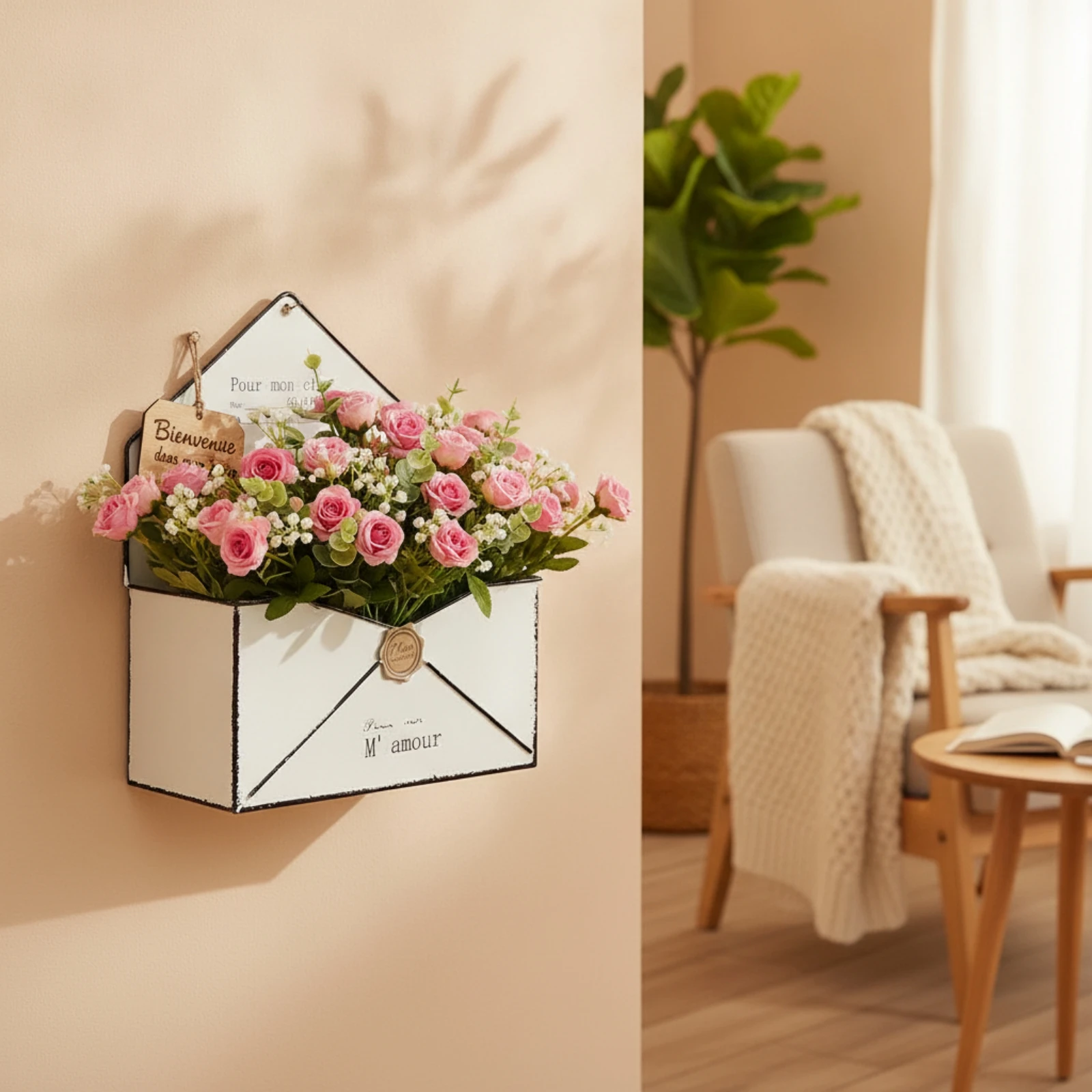 Envelope Planter Vertical Wall Pocket Wall Planter with Pocket Compact Pre-Drilled for Home Decorators, Garden, Patio