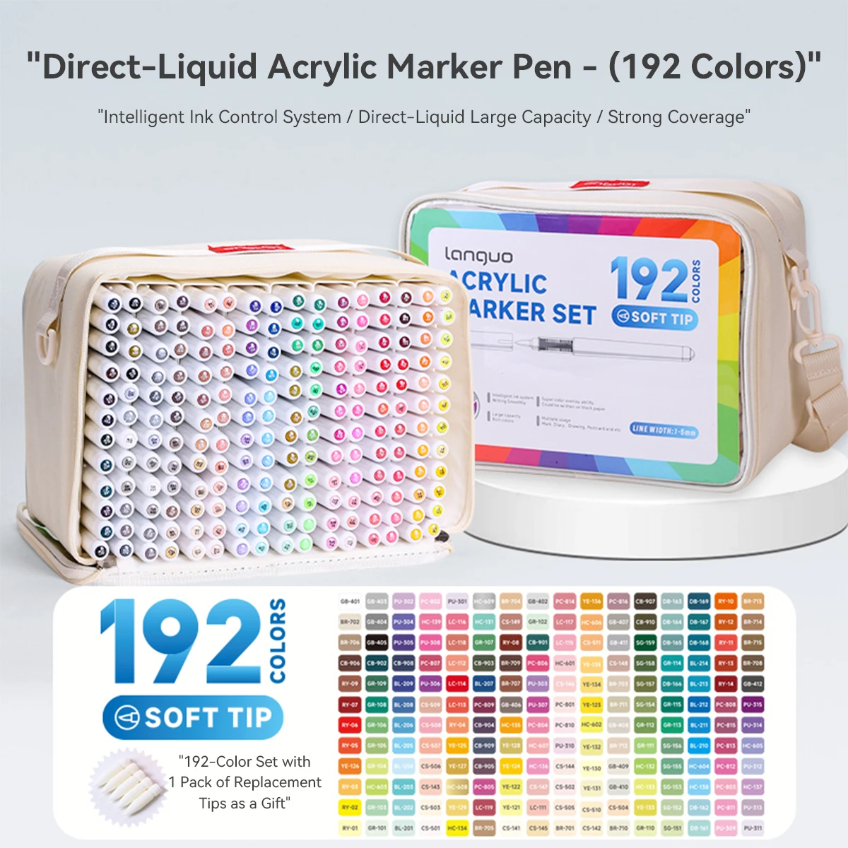 LANGUO 96-288 Kleuren Directe Vloeibare Kleuren Acrylverf Pennen Borstel Marker Pen voor Schilderen Steen DIY Kunst levert Briefpapier