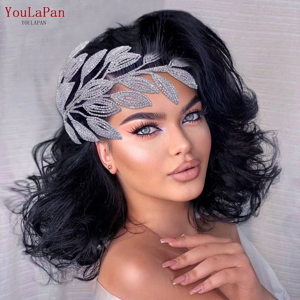 YouLaPan HP452 Rhinestone Leaf Bridal Comb Wedding Hair Accessories Bride Headwear Tiara Headband Women Headdress for Party