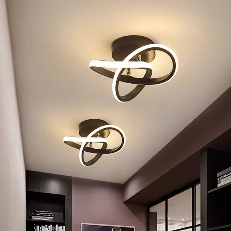 Plafonnier LED en silicone au design moderne, disponible en noir et en blanc, luminaire décoratif de plafond, idéal pour un couloir, une entrée ou un balcon