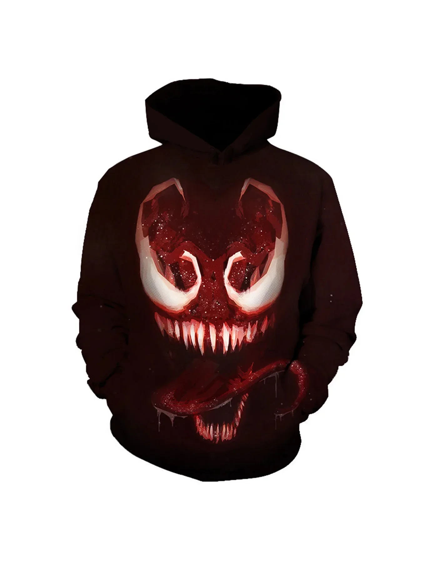 Venom Villain 3D Printed Full Body Long Sleeve Men\'s Hooded Sweatshirt, Teenage Street Casual Plus Size Men\'s Clothing