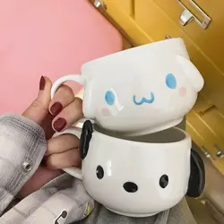 Kawaii Sanrio Kubek ceramiczny Cinnamoroll Akcesoria Śliczne Piękno Kreskówka Anime Kubki do kawy Kubek do mleka Kubek na wodę Zabawki dla dziewczynek Prezent