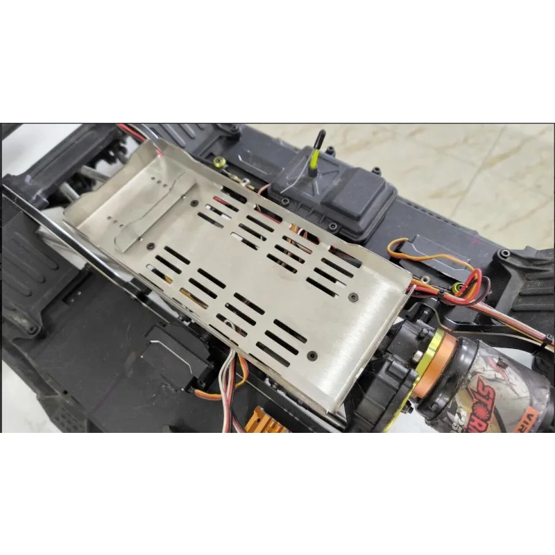 Stainless Steel Enlarged Adjustable Battery Tray for 1/7 RLAARLO MK07/JK07,with Limit Blocks,Straps & Mount Screws Upgrade Parts