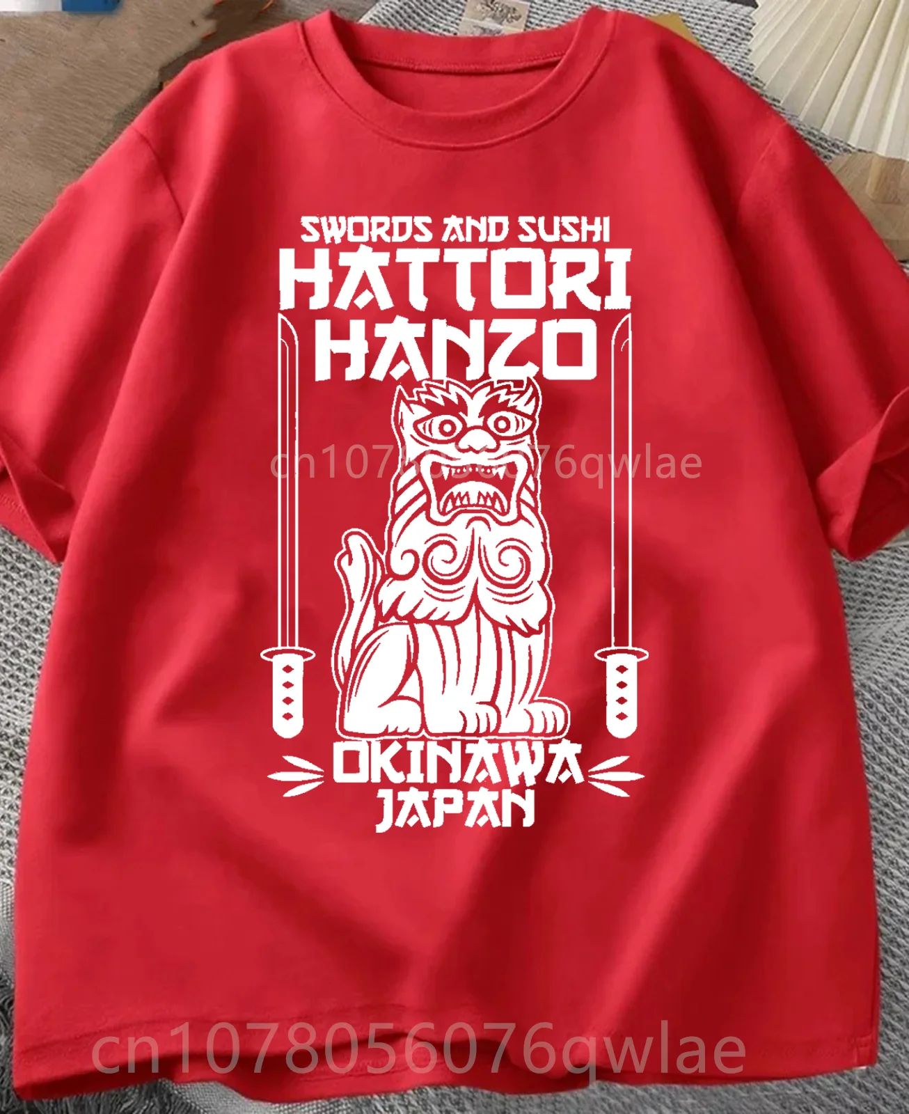 Hattori Hanzo rote Schwerter und Sushi töten Rechnung Okinawa Japan Tarantino T-Shirt Rundhals ausschnitt kurze Ärmel lose Mode Streetwear – Detail 5
