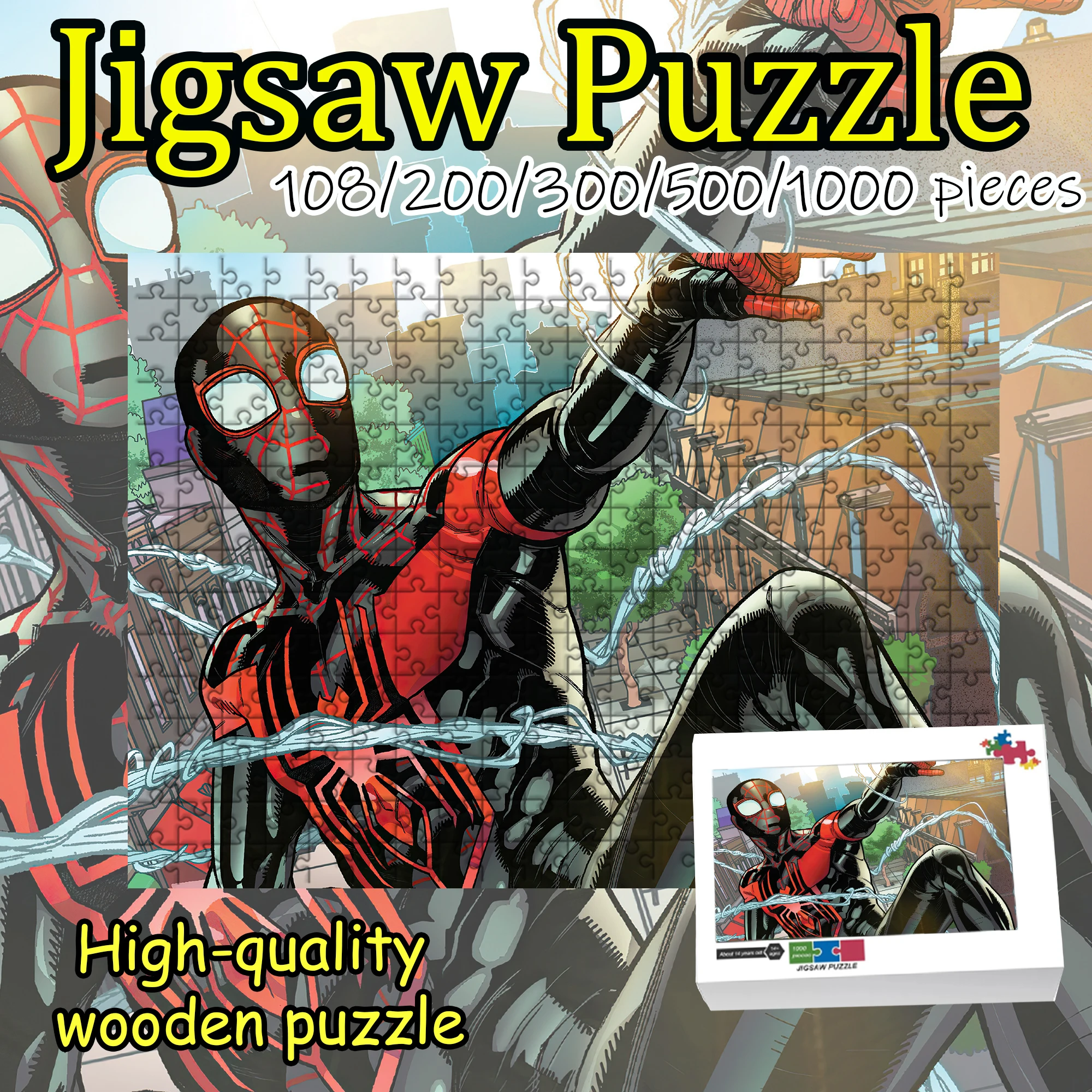 

Marvel Spider-Man Jigsaw Puzzle 108/200/300/500/1000 Pieces Wooden Puzzle High Quality Gift Fun Party Game