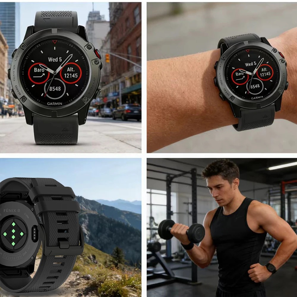 22 26mm Quick Fit Silicone Strap For Garmin Tactix 8 7Pro Descent G2 Fenix 5 5x puls 7 7x 6 6x 8 Pro 51mm 47mm Sports Watchbands view 6