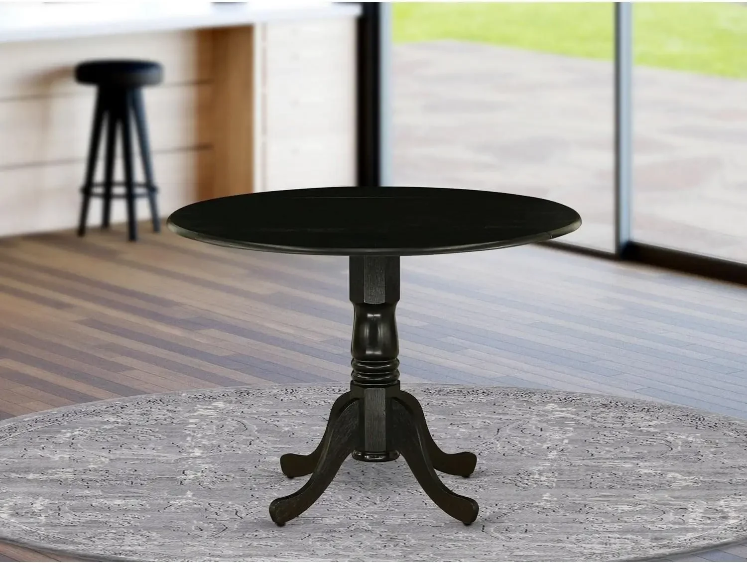 Furniture DLT-ABK-TP Dublin Dining Table - a Round Wooden Table Top with Dropleaf & Pedestal Base, 42x42 Inch, Wirebru