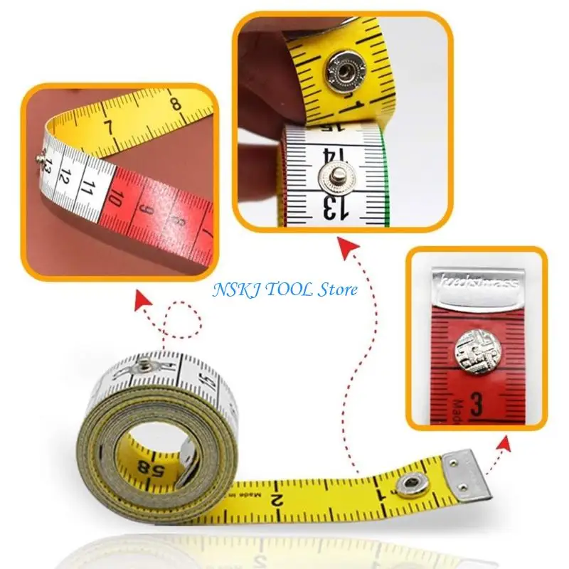 L8RC 1.5M 60inch Reinforced Tape Measure With Quick Releases Snaps For Professional Renovations And Crafting Tasks