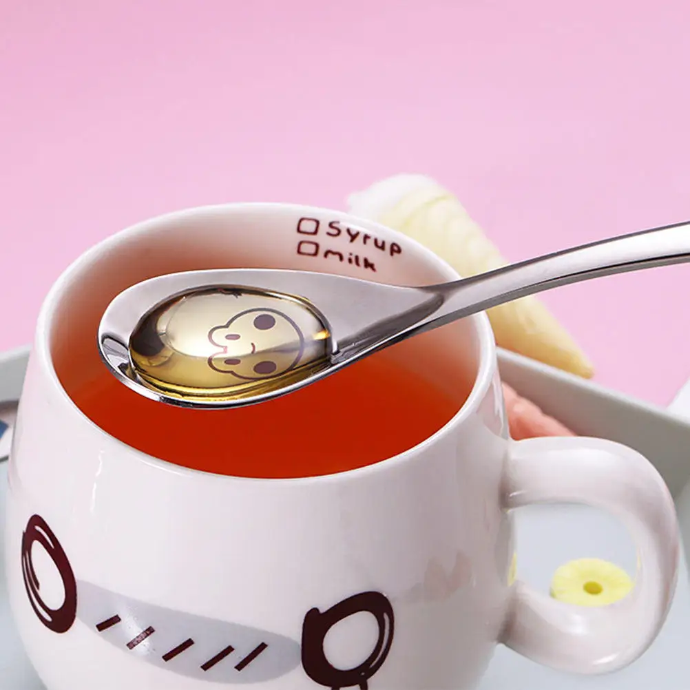 

4 шт., детские ложки для кормления с мультяшным рисунком, детская посуда из нержавеющей стали, гладкие закругленные края, безопасные для полости рта младенцев