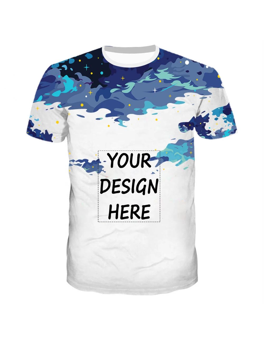 Men's short-sleeved T-shirt dream sky personality pattern customized 3D digital printing fashion casual men's top loose and comf