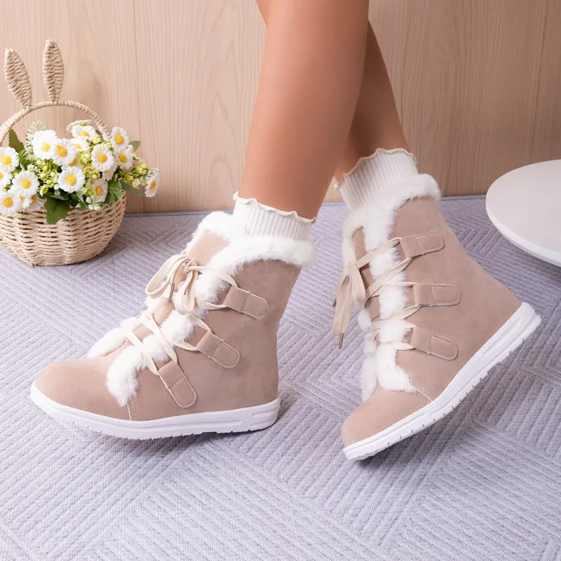 Winter Women's Solid Color Vintage Comfortable Anti Slip Snow Boots 2026 New Women Casual Keep Warm Fashionable Snow Boot