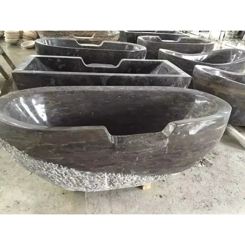 Chiseled Stone Tub Blue Gray Granite Tub