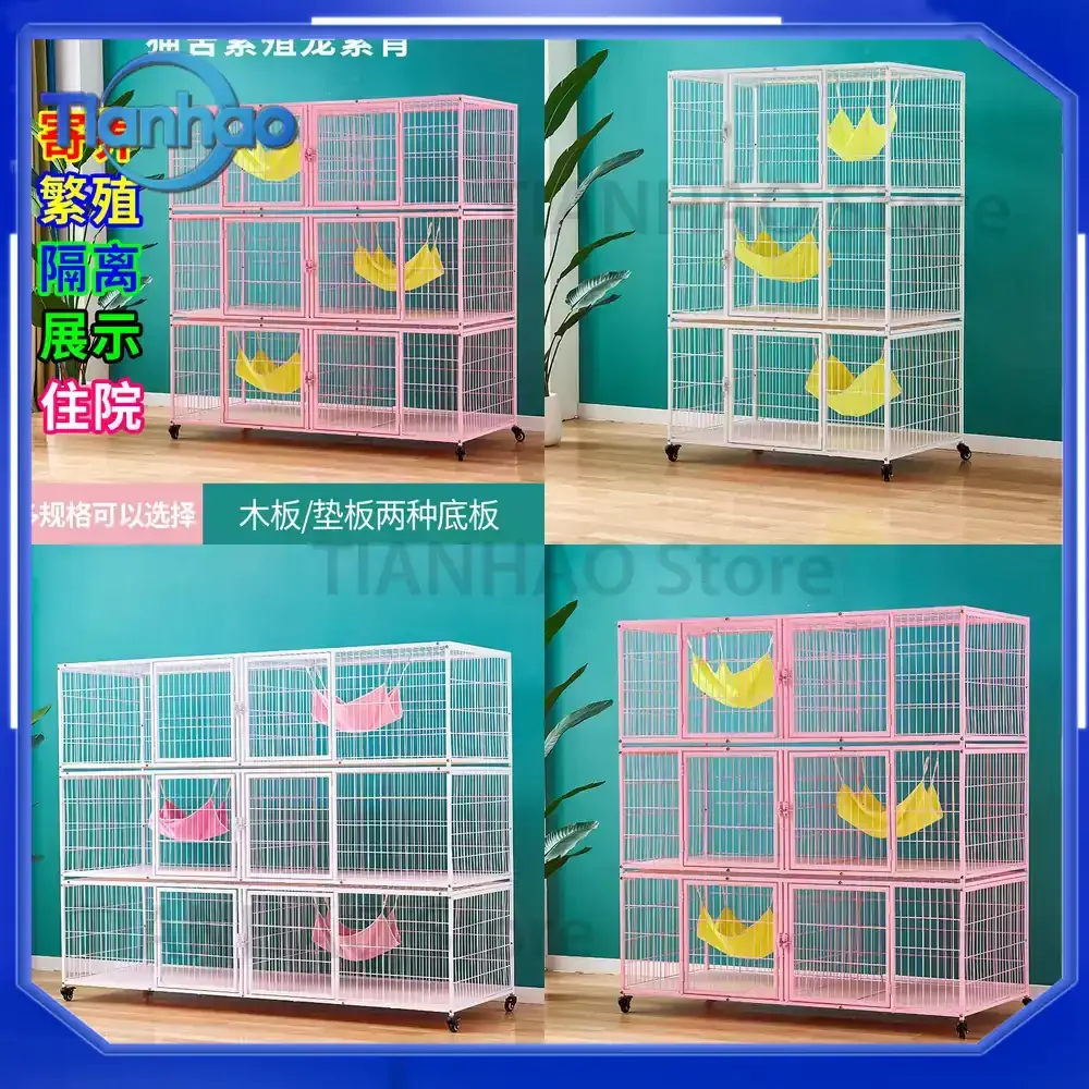 Cat Cage for Breeding and Boarding with Flat Bottom Easy to Clean Luxury Cat Villa for Cats