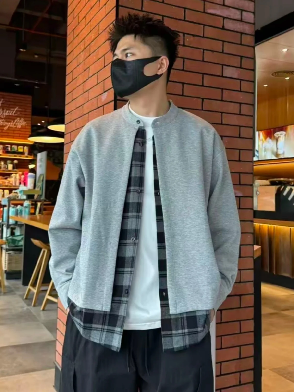 

Осенний новый клетчатый открытый кардиган, толстовка, мужская модная свободная дышащая повседневная куртка, верхняя одежда, дизайн, молодежный тренд