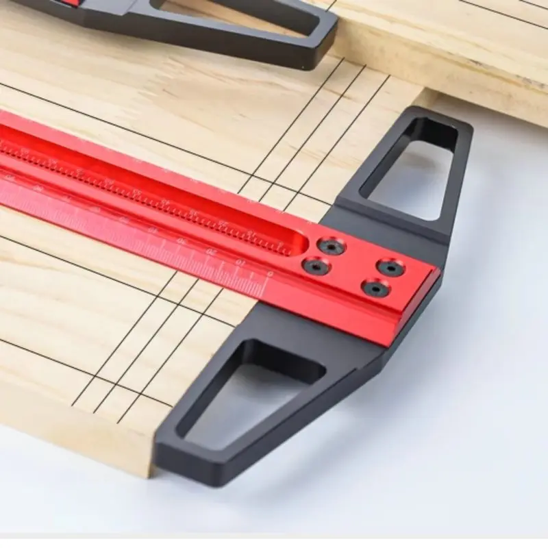 

1pcs Woodworking T-shaped ruler, aluminum alloy marking ruler, high-precision hole ruler, positioning and cutting woodworking