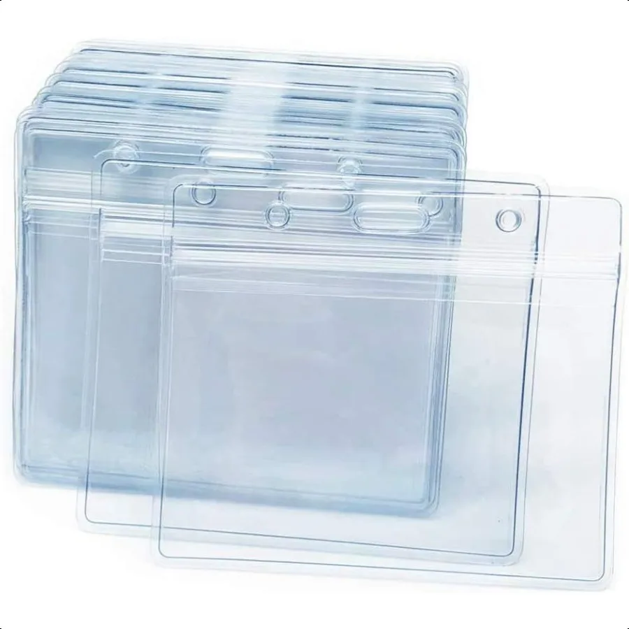 

200 Pcs Clear Plastic Horizontal Name Badge ID Card Holders