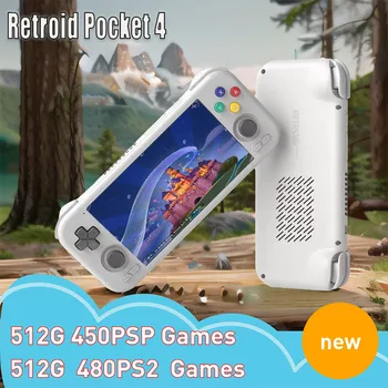 Retroid Pocket 4 Retro Handheld Game Machine 4.7 inch 4G+128GB Android 13 WiFi 6.0 Bluetooth Console 512G 60000+ Games for PSP PS2
