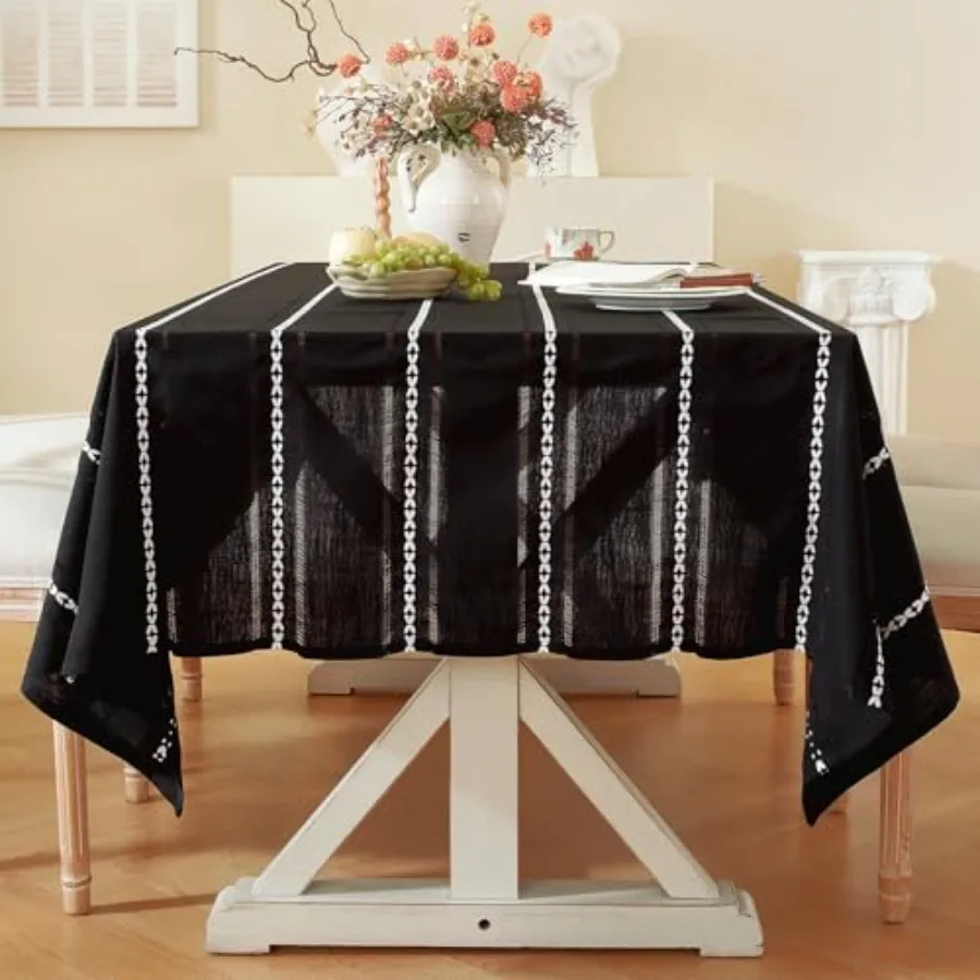 

Скатерти из льняной ткани в стиле фермерского дома, 60 x 120 дюймов, устойчивые к сминанию, моющиеся, для прямоугольных столов длиной 8 футов.
