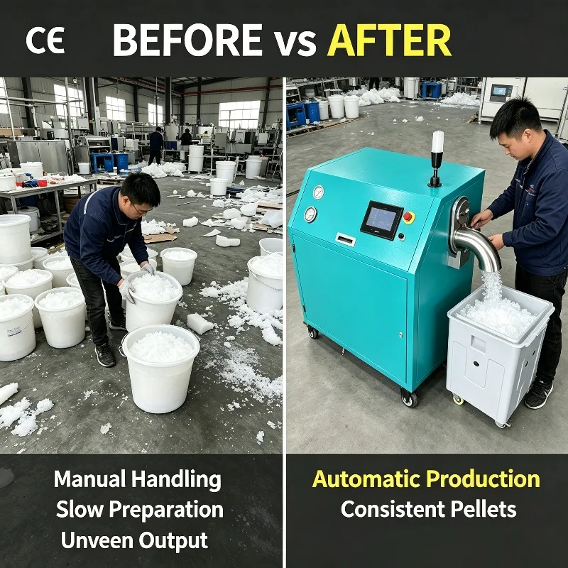 High Output Dry Ice Granulator Machine 3mm/16mm Pelletizer Automatic Solid CO2 Maker Equipment For Industrial Cold Cleaning