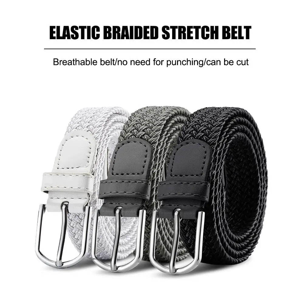 Hole-free Punch-free Braided Belt For Men And Women Elastic Elastic Canvas Belt Korean Style Versatile Student Pants Belt T L6W3