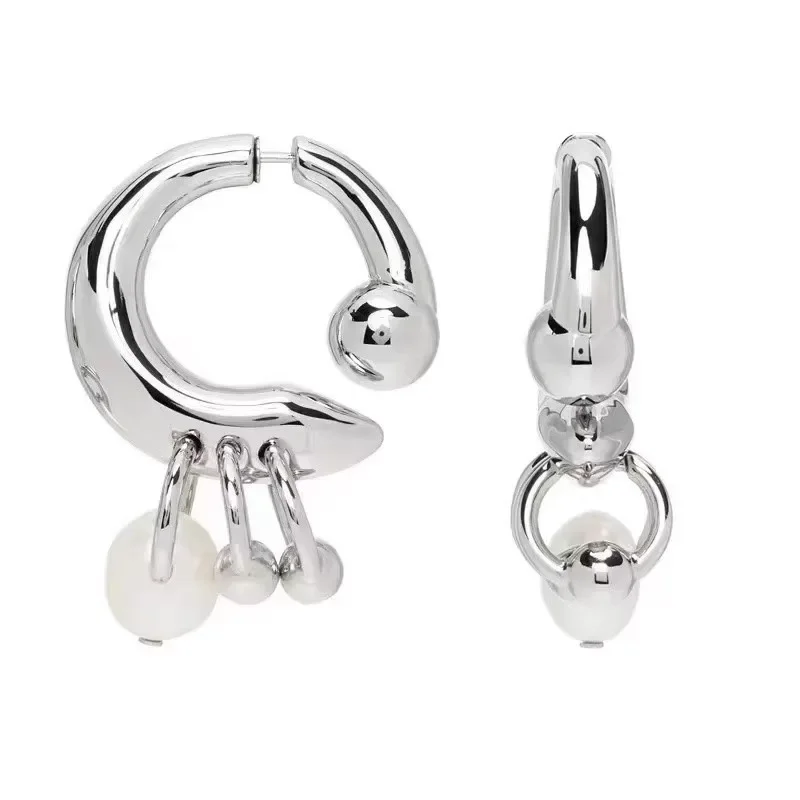 女性用パールペンダントイヤリング,取り外し可能なペンダントイヤリング,ファッショナブルなジュエリーギフト,パンクデザイン,1ペア