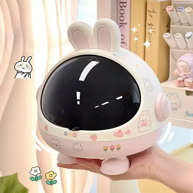 Desktop Rabbit Storage Box Desk Organizer Bin Cute Student Girls Hair Accessories Stationary Storage Kawaii Korean Storage Rack