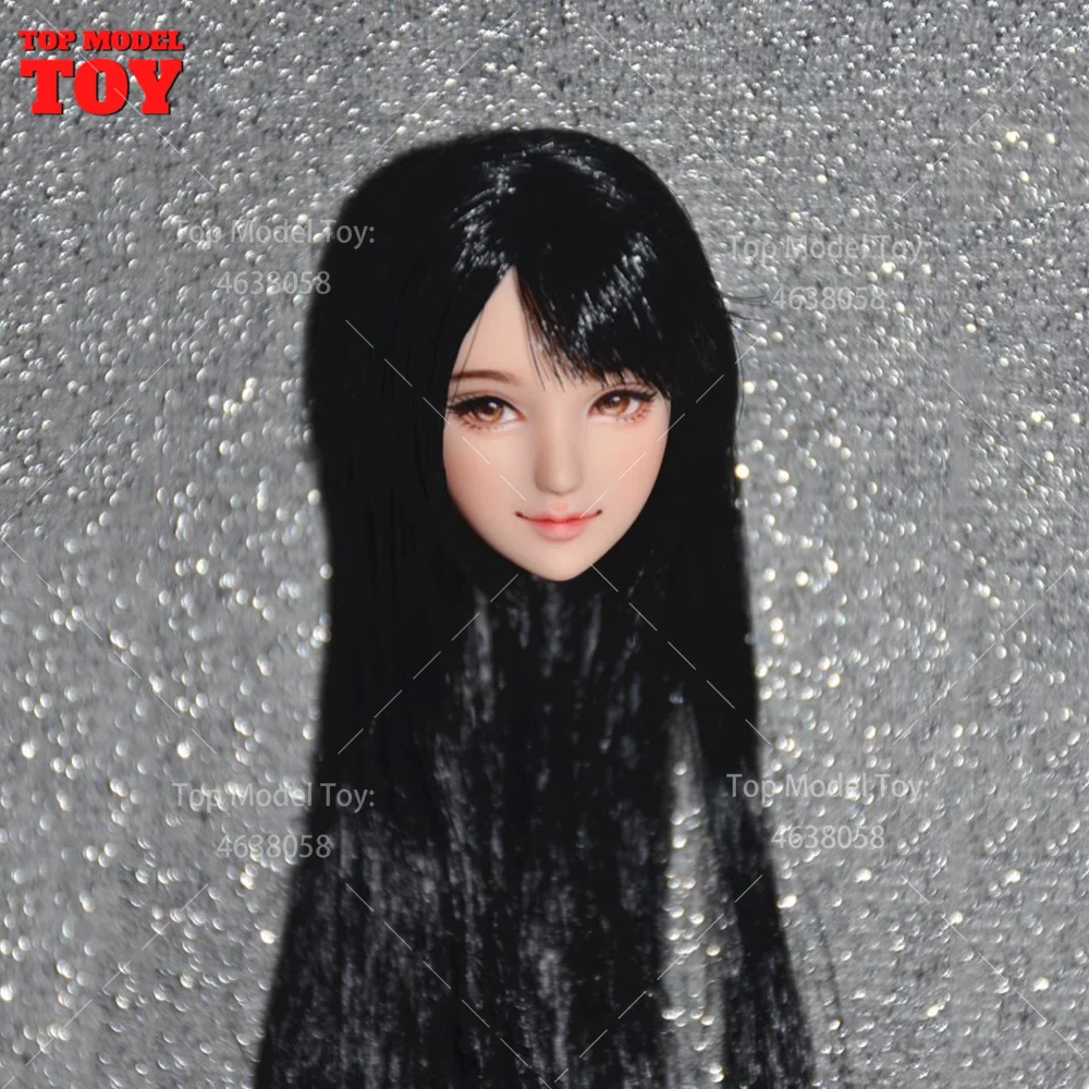 1/6 personalización belleza chica Obitsu cabeza esculpida modelo de pelo largo negro para soldado femenino de 12 "PH TBL figura de acción cuerpo muñecas