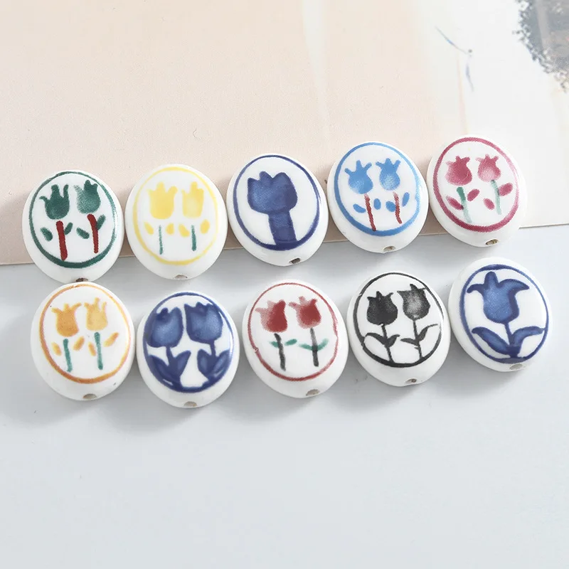 

50pcs/lot DIY Mix Jewelry Accessories Ceramic tulip Bead For Charms Phone Pendant