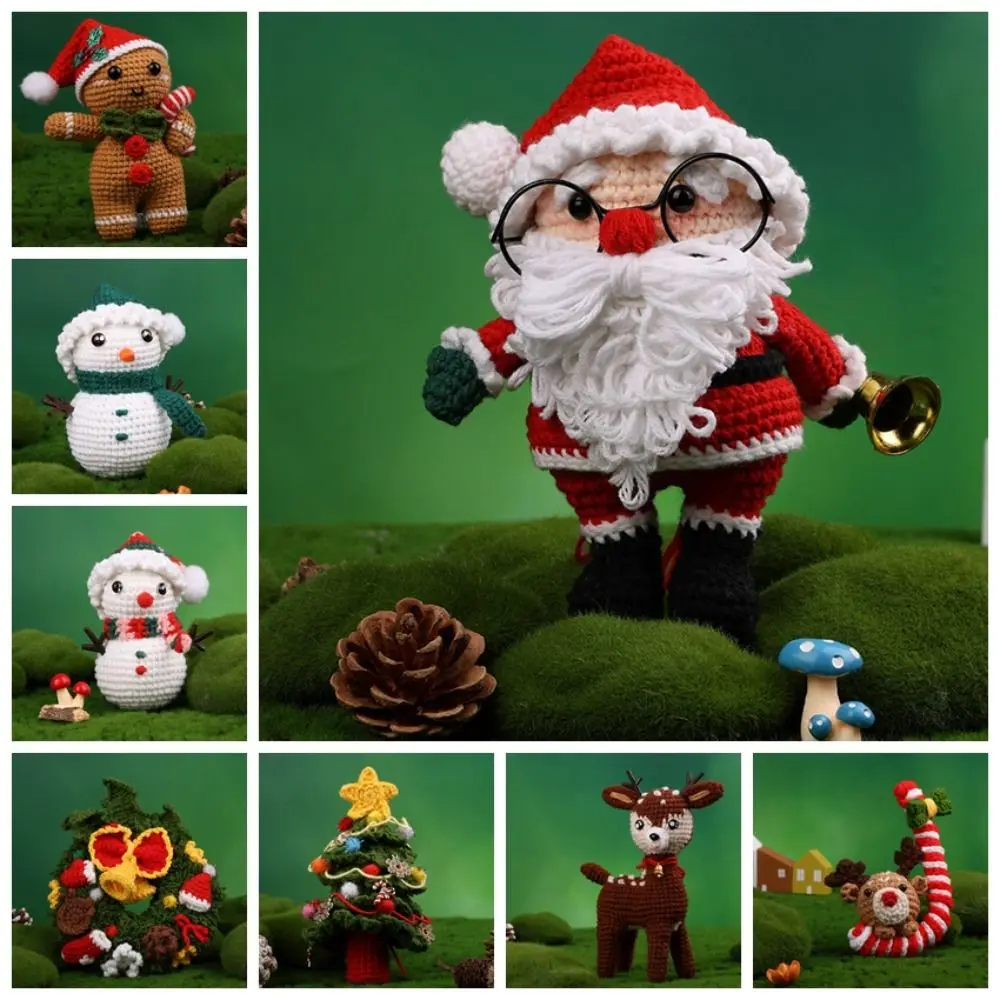 

Santa Claus Handmade Crochet Toys Snowman Spirit Christmas Crochet Toys DIY Weave Christmas Woven Toys Christmas Doll