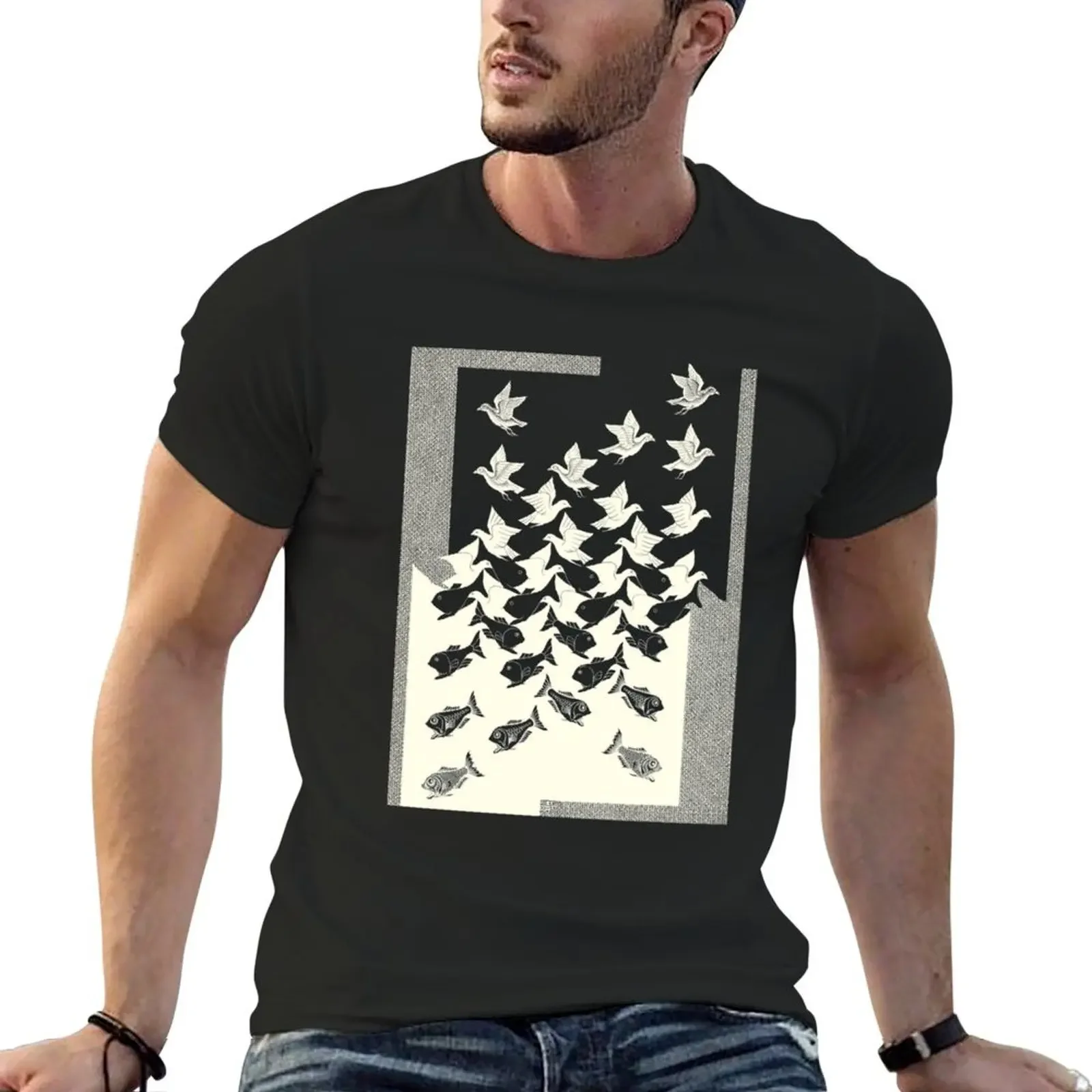 M.C. Escher - Sky And Water II, 1938 [Dark Background] T-Shirt man t shirt graphic t shirt vintage plain t shirts men