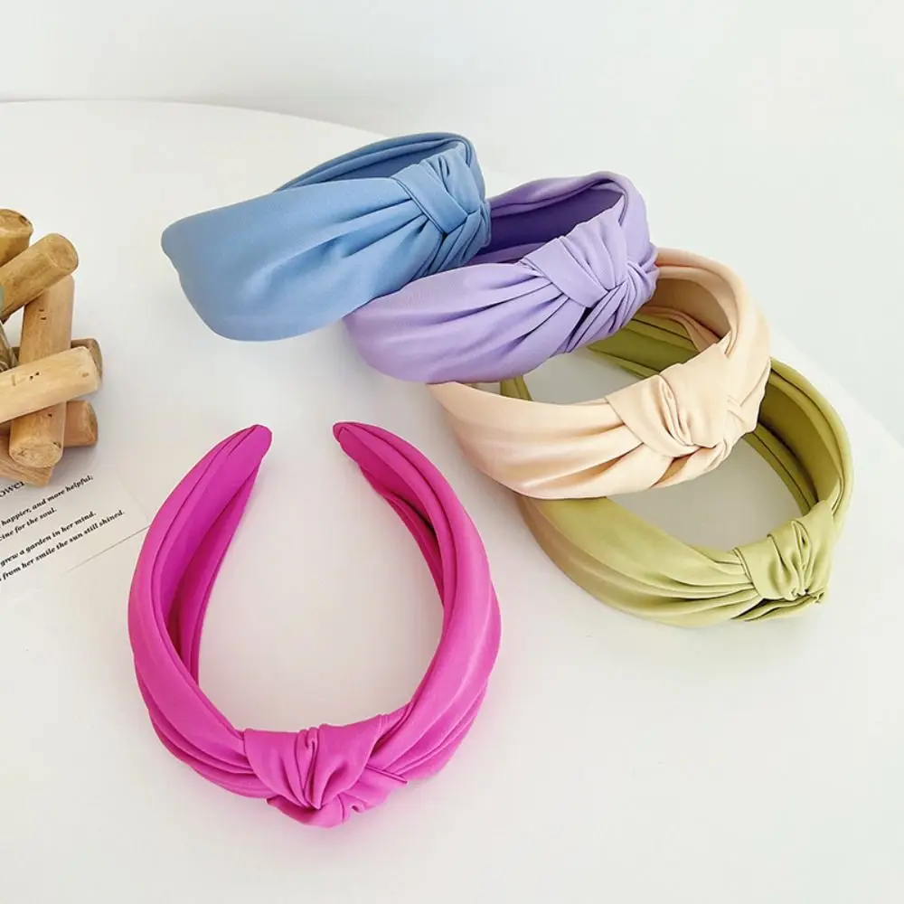 Spring Fashion Hair Accessories Center Knot Casual  Hairband Hair Hoop Solid Color Headband Women Headwear