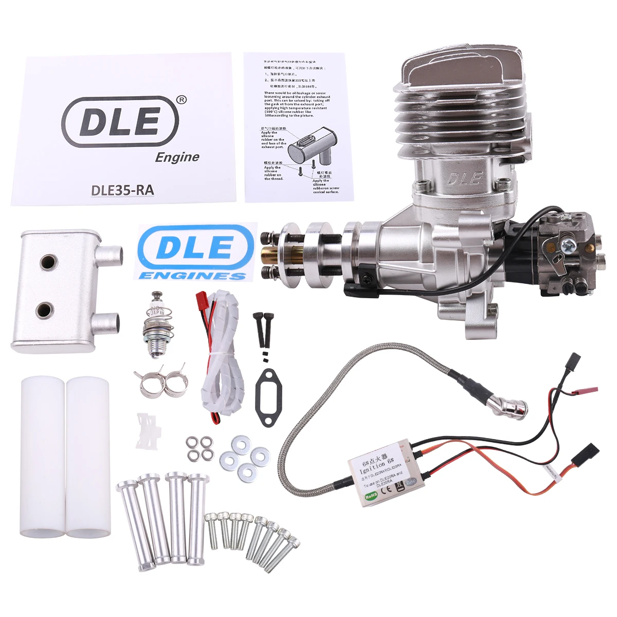 

DLE35RA 35cc DLE GAS Engine For RC Airplane Fixed Wing Model Single Stroke Two Exhaust Wind Cold Hands Start Ater