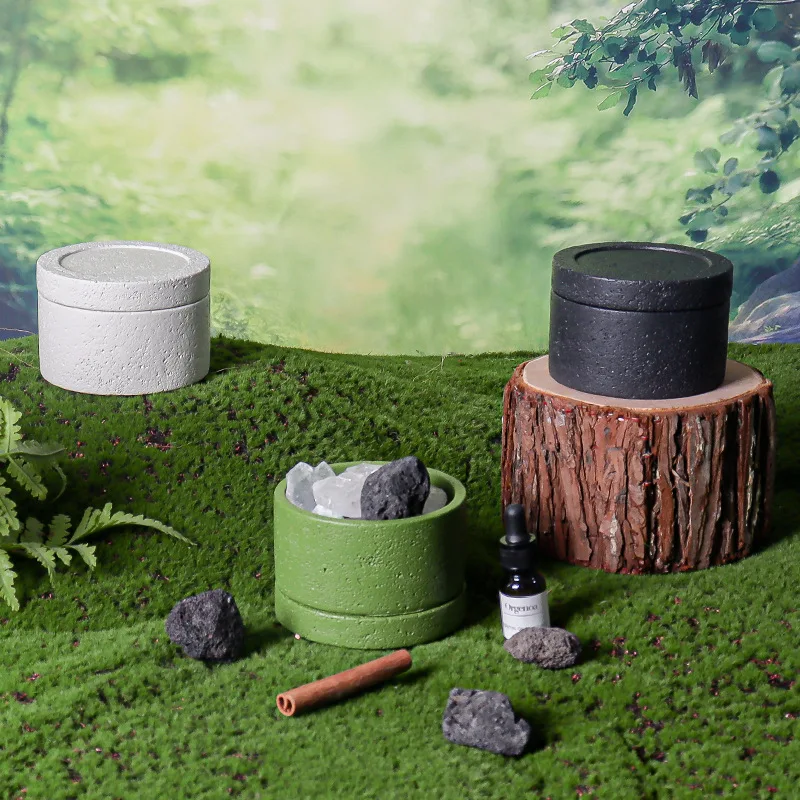 

Creative Cement Aromatherapy Storage Box Stone Essential Oil Storage Jar with Lid Home Bedroom Fragrance Aromatherapy Ornaments