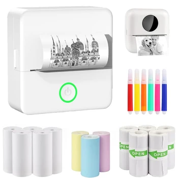 Mini impresora térmica portátil sin tinta para niños, máquina de impresión pequeña de bolsillo, impresión fotográfica de 57mm, ideal para Navidad y Halloween