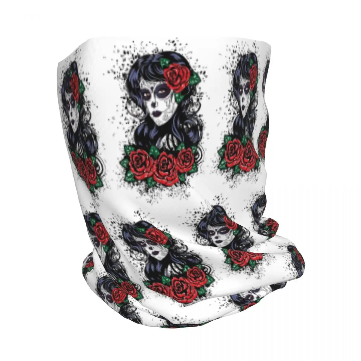 Mexican Catrina Girl Day Of The Dead Sugar Skull Bandana Neck Cover Mask Scarf Headwear Beanies Hat for Men Women Adult Washable