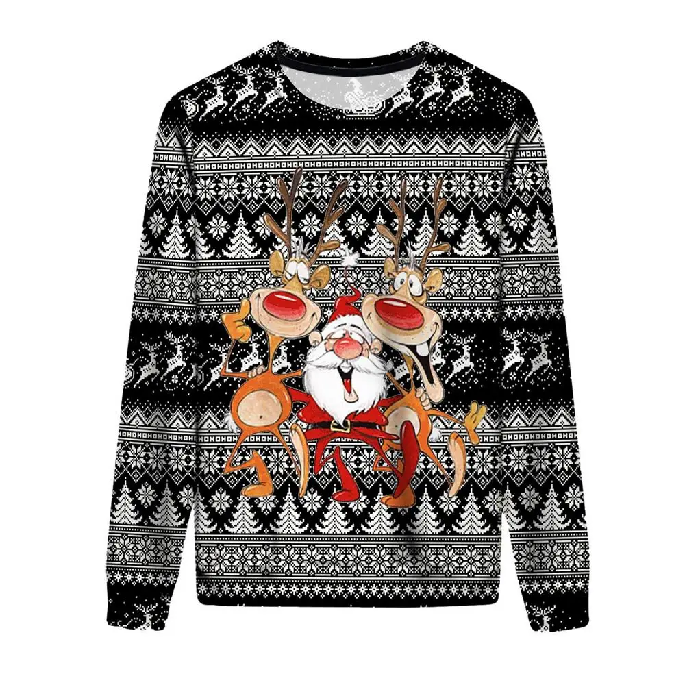 Santa Ugly Sweater Jumper Warm Christmas sweater 3d long sleeved men's and women's novelty Christmas sweater for family gatherin