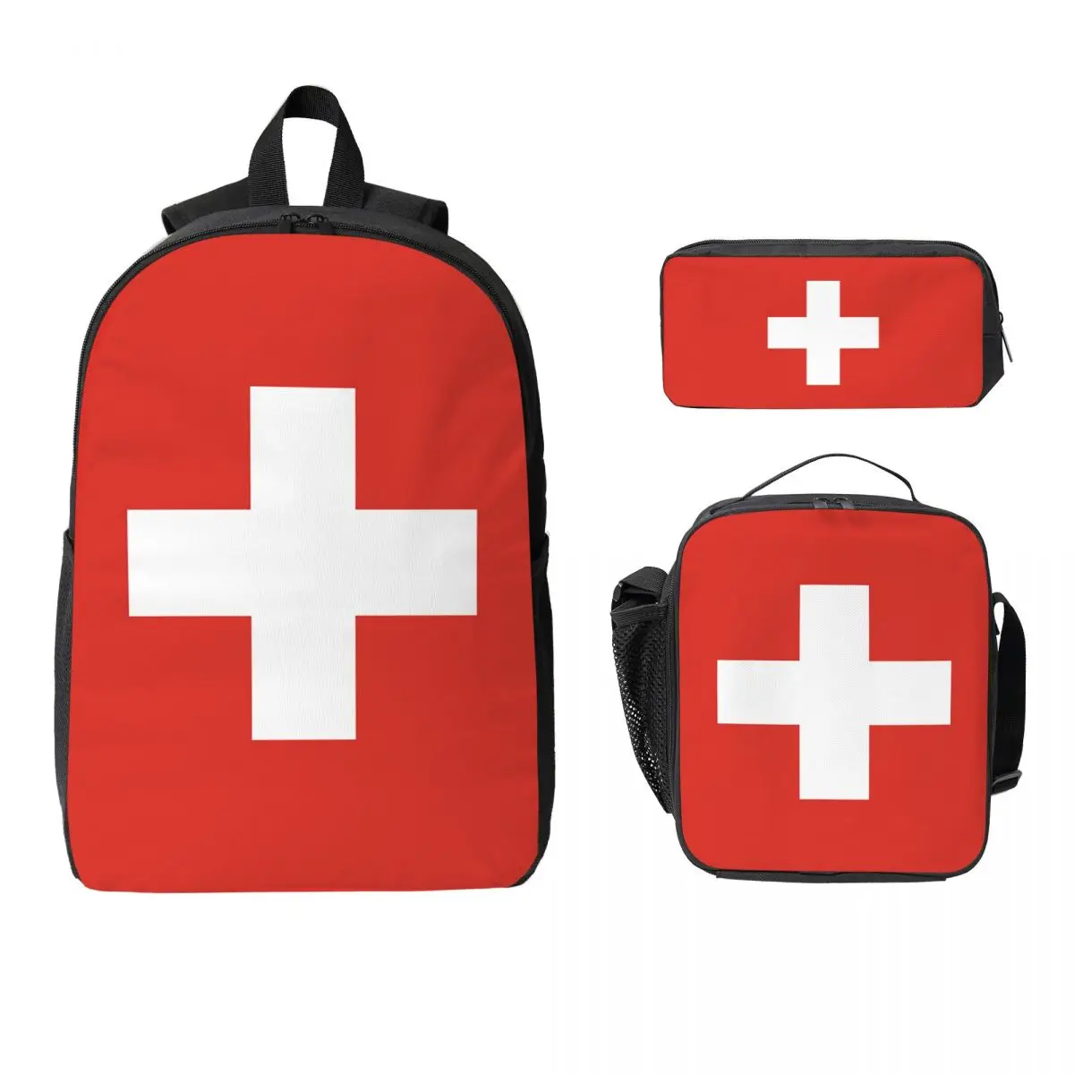Mochila con escudo de armas de la bandera suiza de Bern Bear, mochila escolar, bolsos de hombro para ordenador, 3 piezas, bolsa para el almuerzo, estuche para lápices