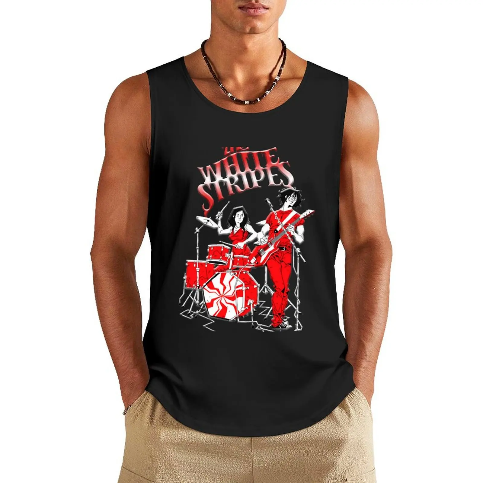 Red White Tank Top Bodybuilding shirt gym accessories men sleeveless man shirts Male vest