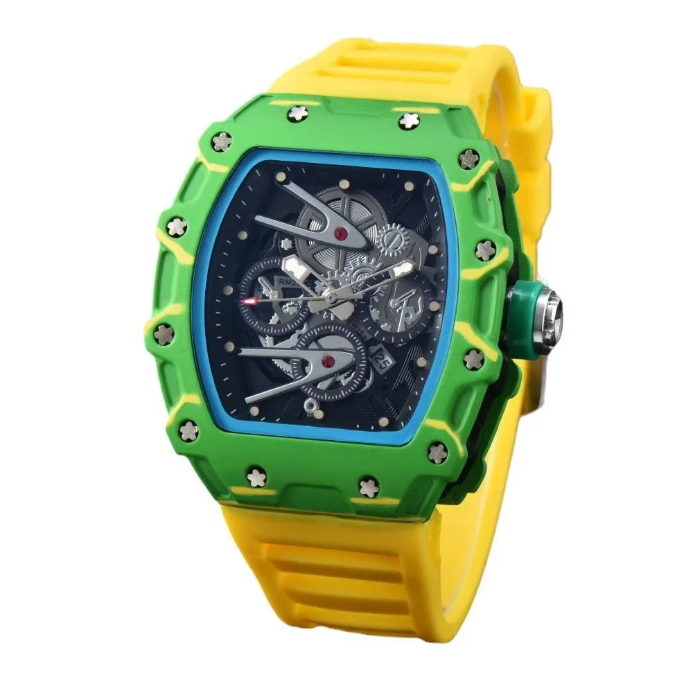 2025 New Multi-Layered Wave Pattern Business Quartz Calendar Pointer Watch Barrel Shape Dial No Buckle Type Handmade Wristwatch